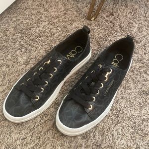Calvin Klein Size 8 - Black & Gold Brand Sneakers